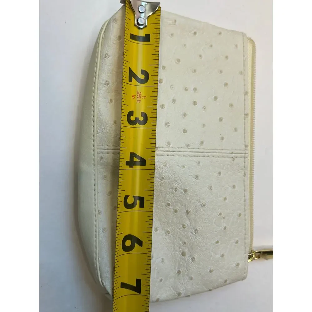 Vintage Estee Lauder Makeup Bag Vinyl PVC Snakeskin White Ivory 4x7